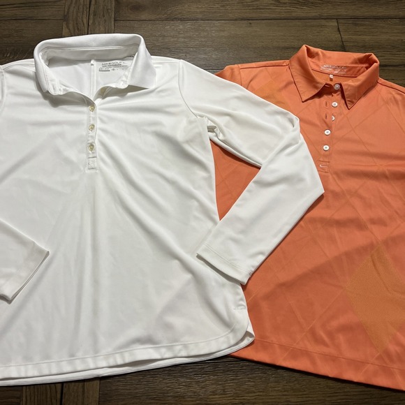 Nike Tops - Nike -2-Medium Golf Women's Dri-Fit Shirts Orange Short & White Long Sleeve